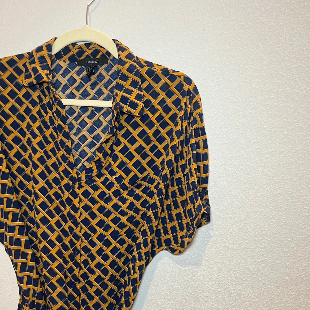 Forever 21 Blue and Mustard Short Dress Size M - Picture 4 of 13